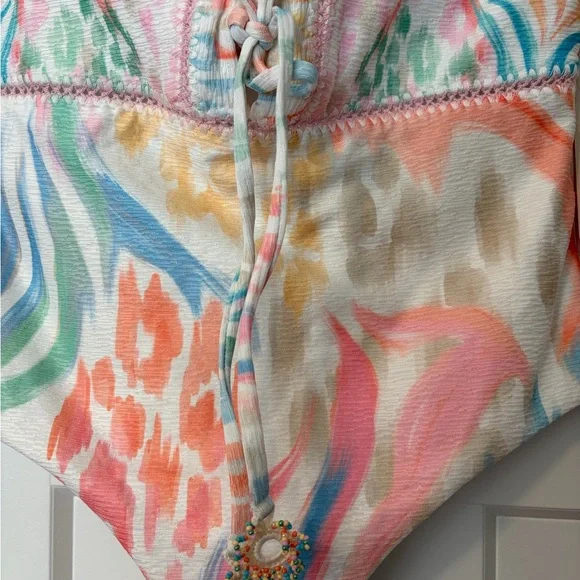 NWT Cosita Linda Sweet Sunset Beaded Plunge One Piece Swimsuit | Medium | Luxury - Picture 8 of 8
